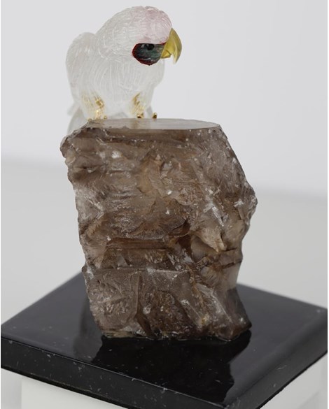 Arara de Cristal de Quartzo na Base Cristal Jacaré