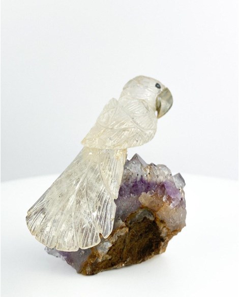 Arara de Quartzo Cristal com Dolomita na Base de Drusa de Ametista