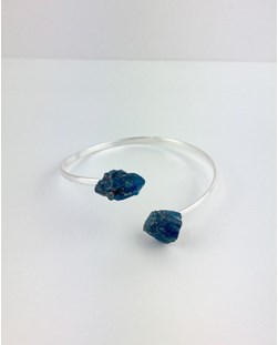 Bracelete Apatita Azul Duo Banho Prata