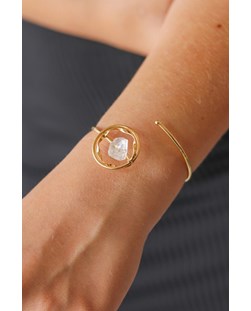 Bracelete Pedra Natural Cristal Banhado Ouro 18K