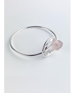 Bracelete Pedra Natural Quartzo Rosa Banhado Prata