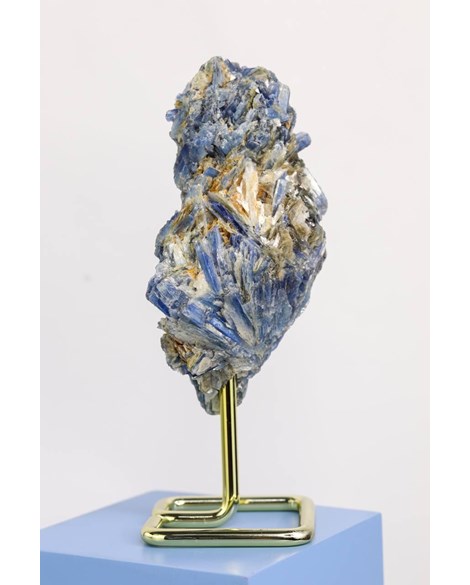 Cianita Azul na Base de Metal Dourada 363 gramas