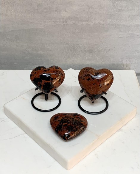 Coração Obsidiana cor do Mogno 4,5 cm aproximadamente 