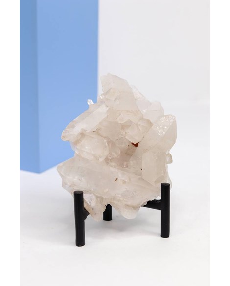 Drusa Cristal de Quartzo na Base de Metal Preta 313 gramas