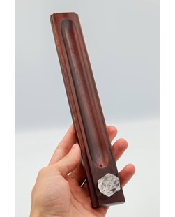 Incensário Cristal de Quartzo single madeira marrom
