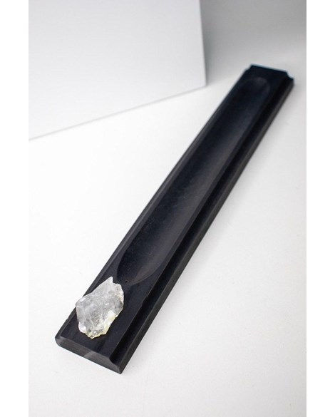Incensário Cristal de Quartzo single madeira preta