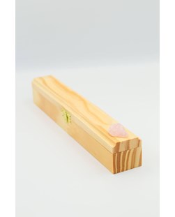 Incensário Quartzo rosa box madeira pinus