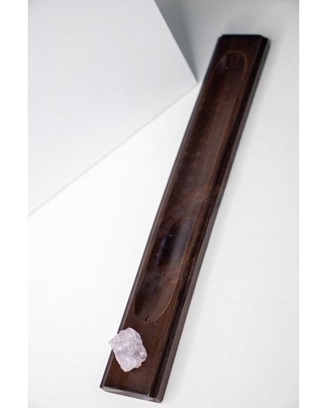 Incensário Quartzo rosa single madeira marrom