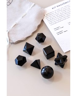 Kit radiônico sete formas Obsidiana Preta 