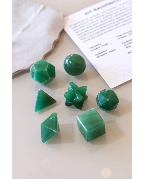Kit radiônico sete formas Quartzo verde