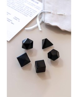 Kit Sólidos Platônicos cinco formas Obsidiana Preta