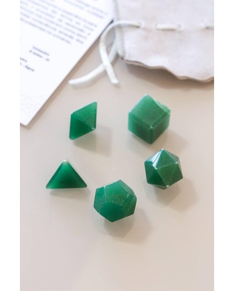 Kit Sólidos Platônicos cinco formas Quartzo verde