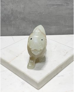 Leão de Pedra Ônix branco