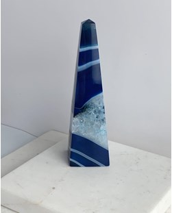 Obelisco Ágata Azul Tingida 330 gramas aproxim.