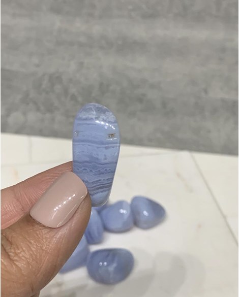 Pedra Ágata Blue Lace rolada 8 a 10 gramas