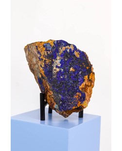 Pedra Azurita Bruta na Matriz na Base de Metal 821 gramas