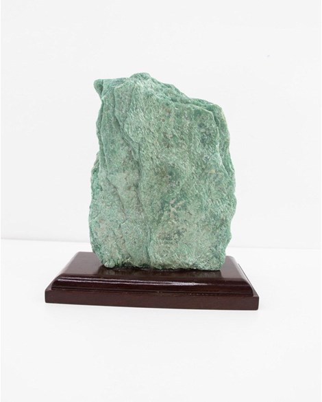 Pedra Bruta Fuchsita Coleção na Base de Madeira 456 gramas