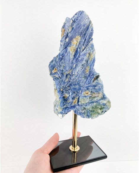 Pedra Cianita Azul na Base de Vidro 1,586Kg