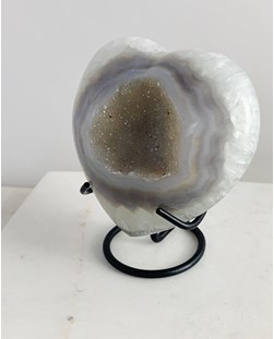 Pedra Coração Geodo de Ágata Base Metal 424 gramas aproximadamente