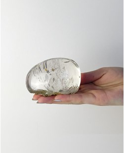 Pedra Cristal de Quartzo Forma Lente Polido 418 gramas