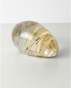 Pedra Cristal de Quartzo Forma Lente Polido 418 gramas