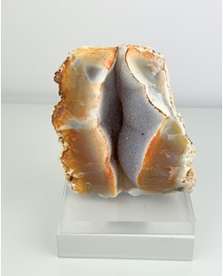 Pedra Geodo Ágata natural com base acrilico 630 gramas