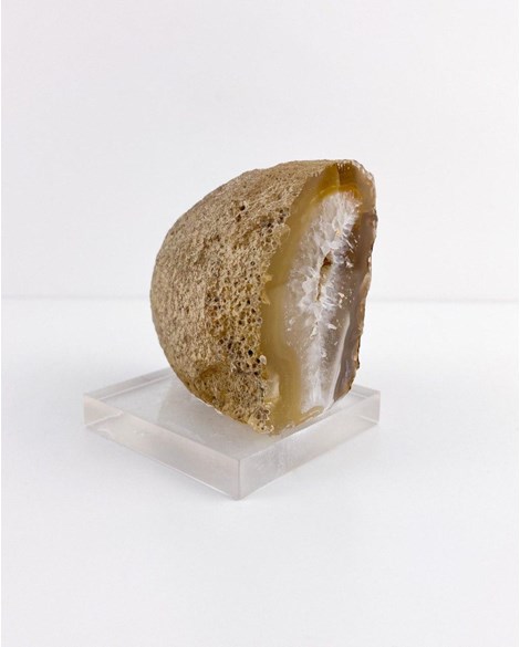Pedra Geodo Ágata Natural na Base Acrílica 216 gramas
