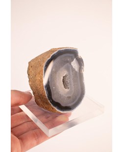 Pedra Geodo Ágata Natural na Base Acrílica 318 gramas