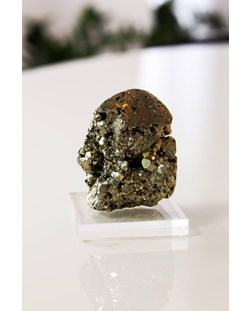 Pedra Pirita de Coleção Forma Livre na Base Acrilica 167 Gramas.