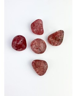 Pedra Quartzo Cristal Tingido Vermelho Rolado 10 a 16 gramas