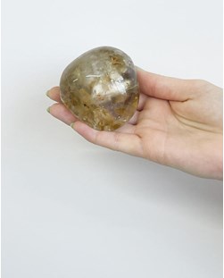Pedra Quartzo Lente Polido com Inclusão 264 gramas