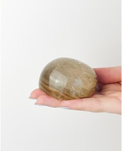 Pedra Quartzo Rutilado Polida Forma Lente 200 gramas