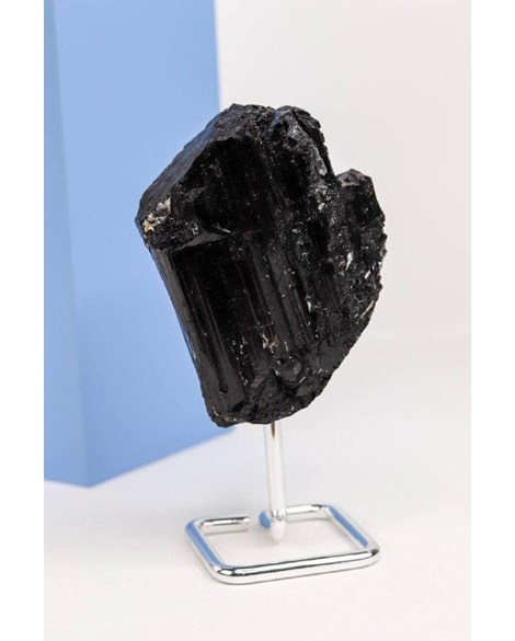 Pedra Turmalina Negra Bruta com Base Metal 751 gramas