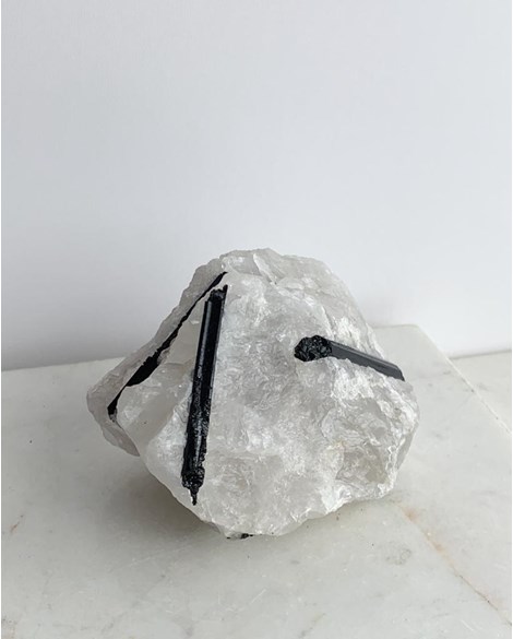 Pedra Turmalina Negra no Quartzo (Forma Canudos) 0,385 Kg