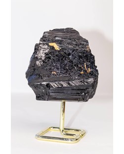 Pedra Turmalina Preta Bruta de Metal Dourada 906 gramas