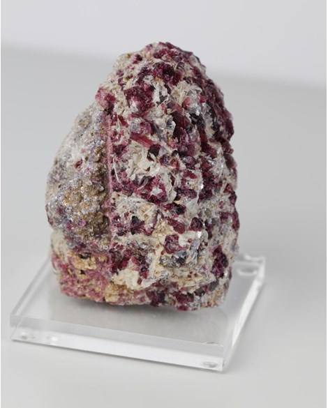 Pedra Turmalina Rubelita no Quartzo Base de Acrílico 550 gramas