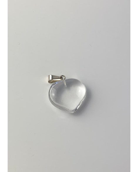 Pingente Cristal de Quartzo Coração com Pino Banho Prata