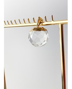 Pingente Cristal de Quartzo Esfera Facetado Banho Ouro