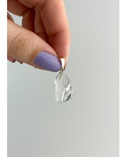 Pingente Cristal de Quartzo rolado com pino Banhado Prata