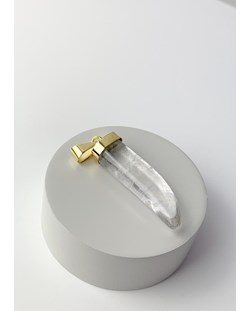 Pingente Dente Cristal de Quartzo Banho Ouro