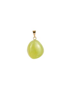 Pingente Jade Verde com pino Banhado Ouro