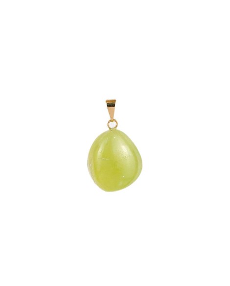 Pingente Jade Verde com pino Banhado Ouro