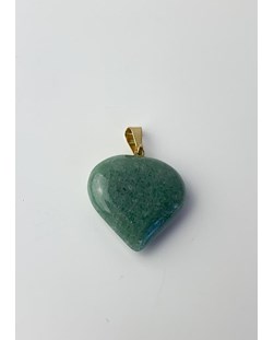 Pingente Quartzo Verde Coração com Pino Banho Ouro