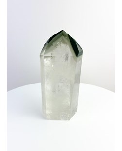 Ponta Polida Cristal Quartzo com Clorita Fantasma 398 gramas