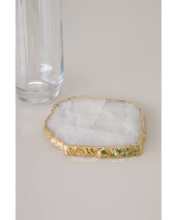Porta Copo Cristal de Quartzo Pequeno Banho Ouro Unitário