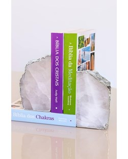 Porta Livro Cristal de Quartzo Banho Prata