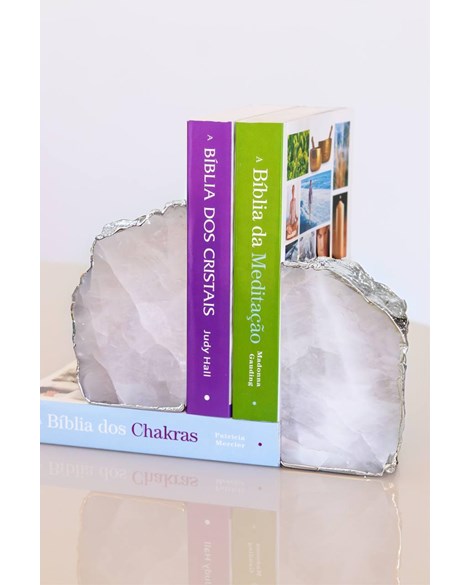Porta Livro Cristal de Quartzo Banho Prata